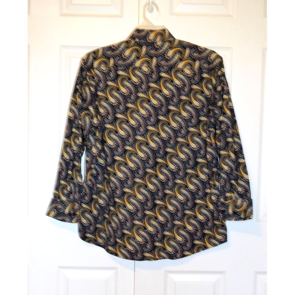 Stacy Adams Shirt Men's  17 32/33  Black Yellow Paisley Convertible French Cuffs - Picture 4 of 16